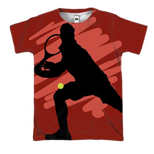3D футболка с красным игроком в теннис