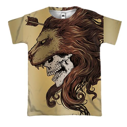 3D футболка со скелетом и головой льва