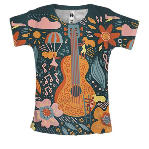 Женская 3D футболка с испанской гитарой