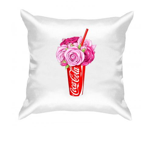 Подушка Coca-Cola с цветами