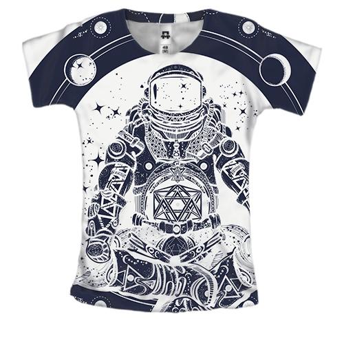 Женская 3D футболка с астральным космонавтом