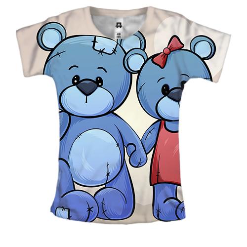 Жіноча 3D футболка з парою синіх ведмедиків