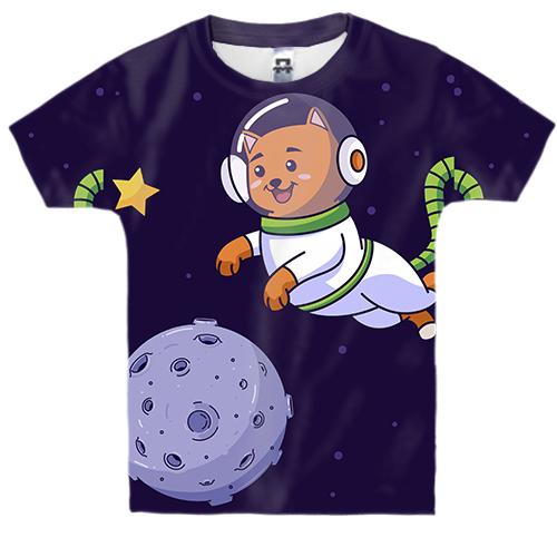 Дитяча 3D футболка з котом в космосі