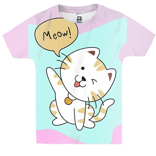 Детская 3D футболка с котом Meow