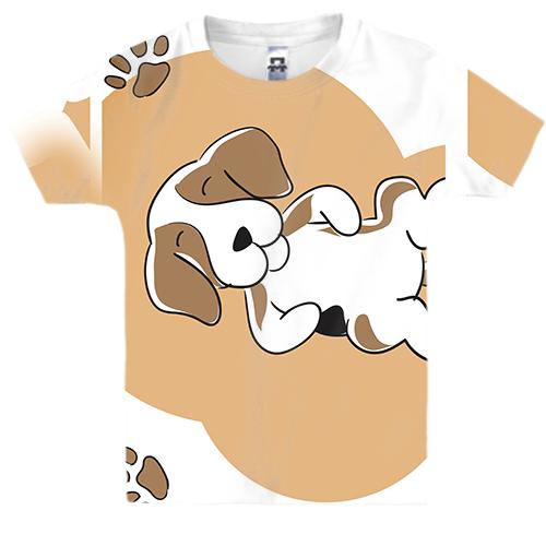 Детская 3D футболка с лежащей собакой