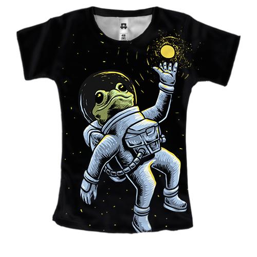 Женская 3D футболка с лягушкой космонавтом