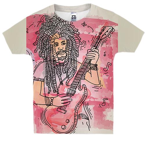 Детская 3D футболка с гитаристом и дредами