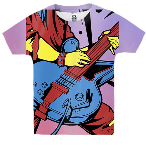 Детская 3D футболка с желтым гитаристом