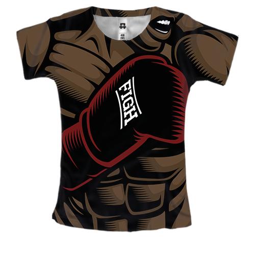 Женская 3D футболка с темнокожим боксером
