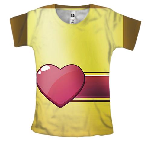 Женская 3D футболка с линейным сердечком