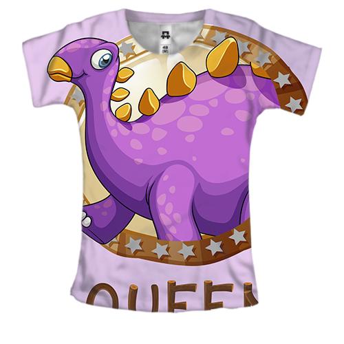 Женская 3D футболка с королевой динозавром