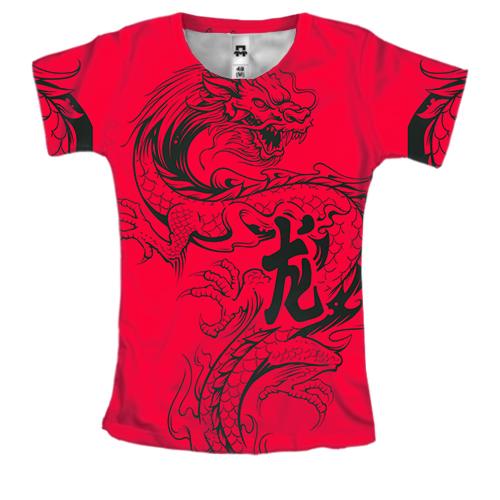 Женская 3D футболка с большим китайским драконом