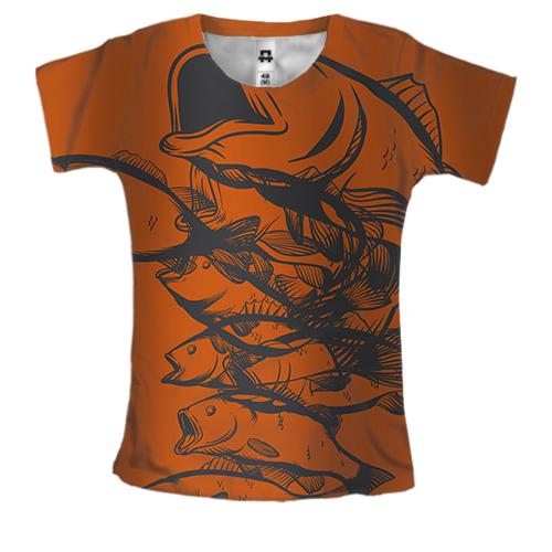 Женская 3D футболка с морскими рыбами