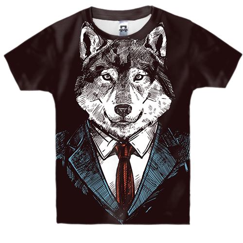 Детская 3D футболка Business wolf