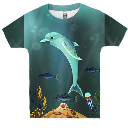 Детская 3D футболка с дельфином в океане