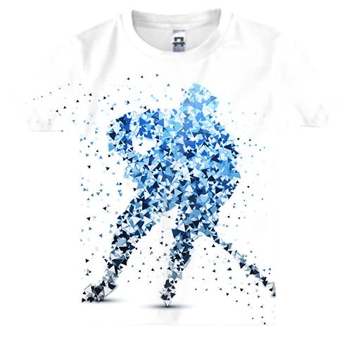 Детская 3D футболка с распадающимся хоккеистом