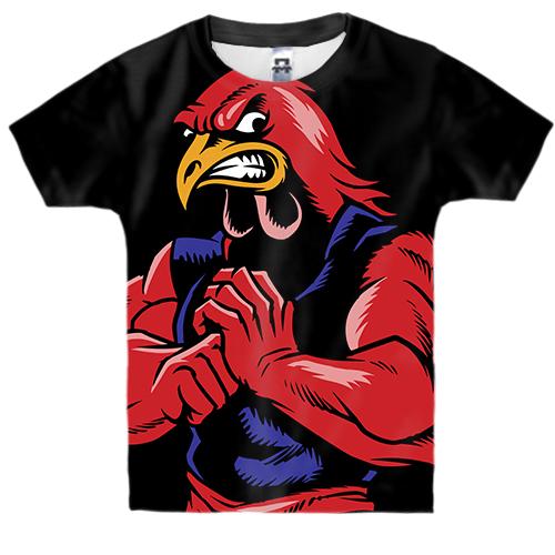Детская 3D футболка с птицей бойцом