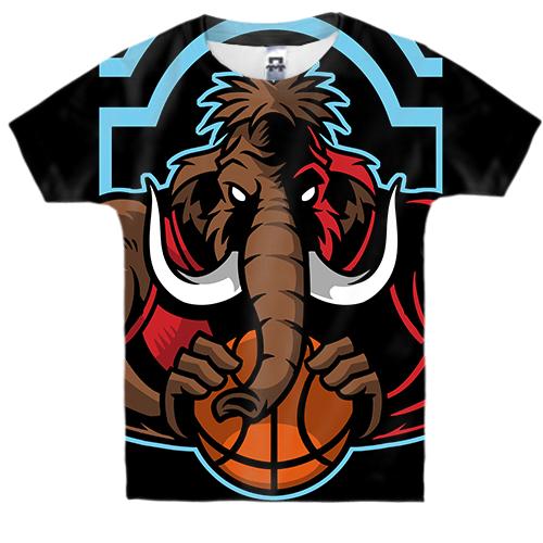 Детская 3D футболка с мамонтом баскетболистом
