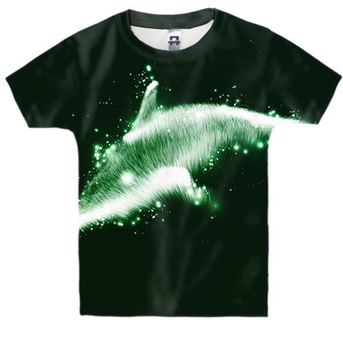Детская 3D футболка со светящейся акулой