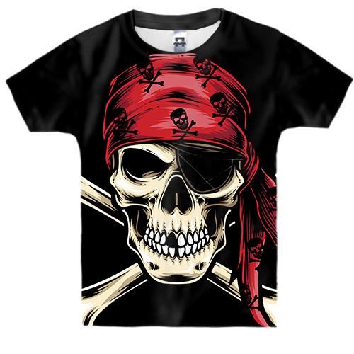 Детская 3D футболка с пиратским черепом в бандане