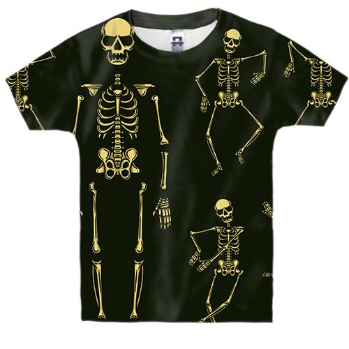 Детская 3D футболка с танцующим скелетом