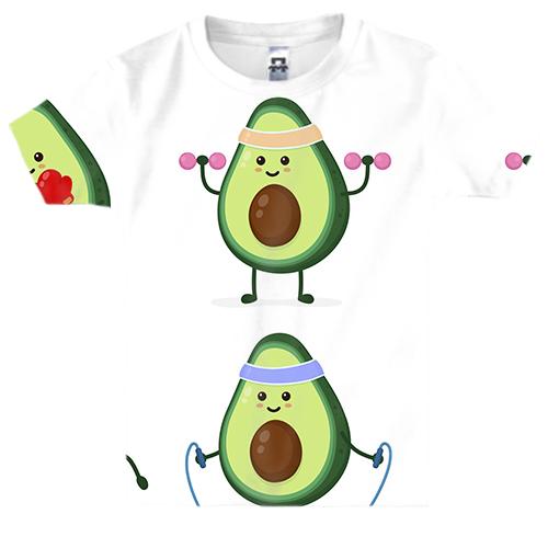 Детская 3D футболка с тренирующимся авокадо