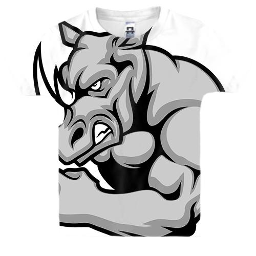 Детская 3D футболка с носорогом качком