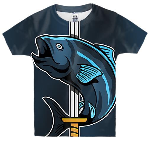 Дитяча 3D футболка з рибою і мечем