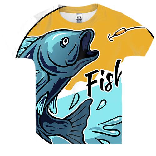 Детская 3D футболка с рыбой и крючком