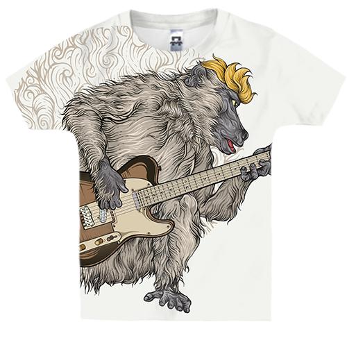 Дитяча 3D футболка з бабуїном гітаристом