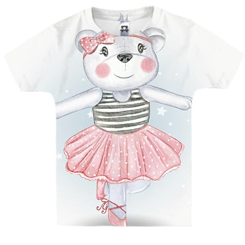Дитяча 3D футболка з ведмедицею балериною