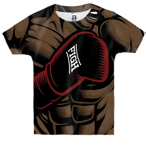 Детская 3D футболка с темнокожим боксером