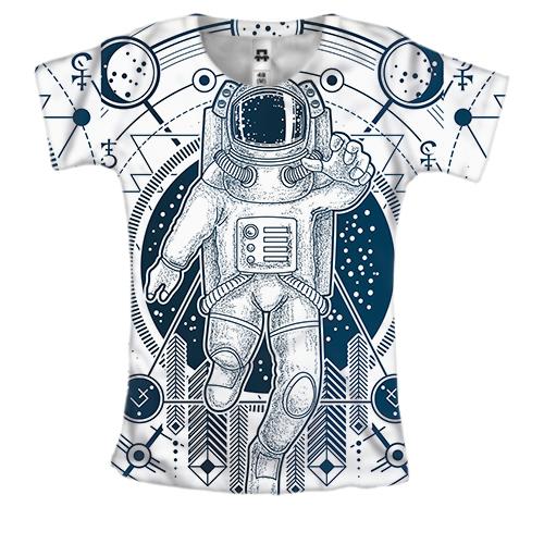Жіноча 3D футболка Космонавт в орнаментах