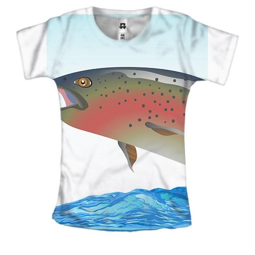 Женская 3D футболка Рыба в прыжке