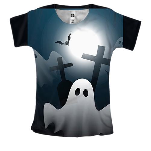 Женская 3D футболка с призраками и крестами