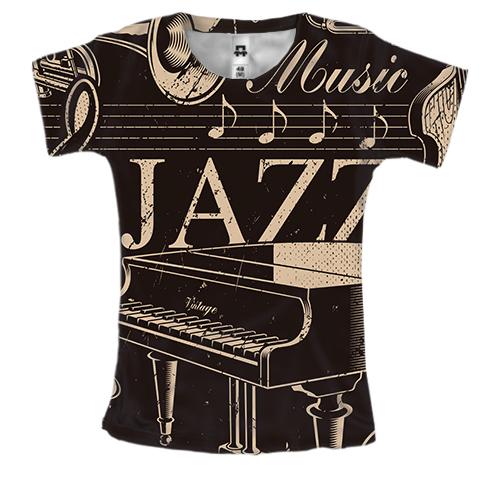Женская 3D футболка Jazz Music Instruments