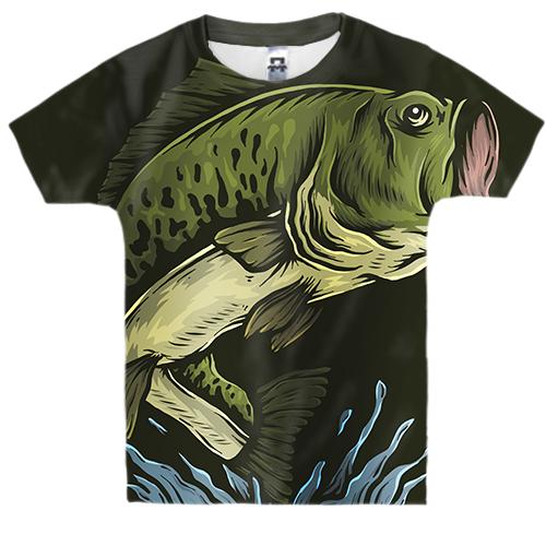 Дитяча 3D футболка з хакі рибою