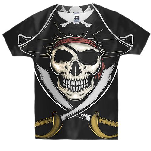 Детская 3D футболка с пиратом и мечами