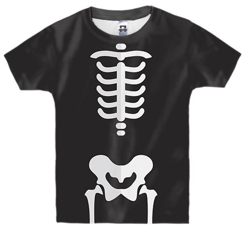 Детская 3D футболка с плоским скелетом