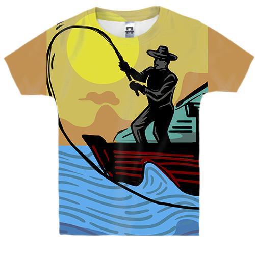 Детская 3D футболка с иллюстрацией рыбака