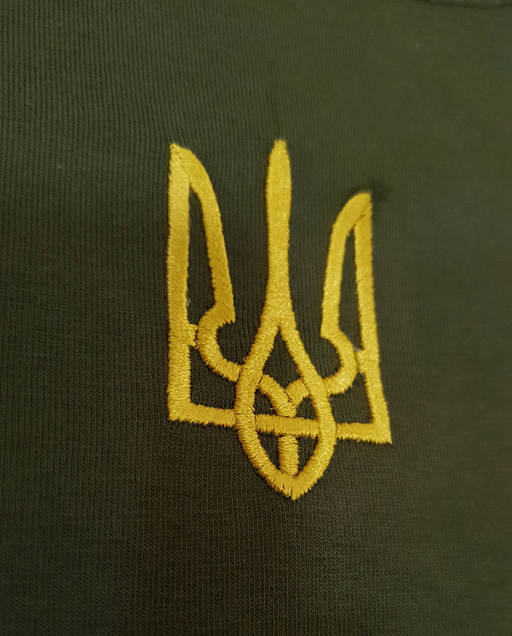 Подовжена футболка з маленьким гербом України на грудях
