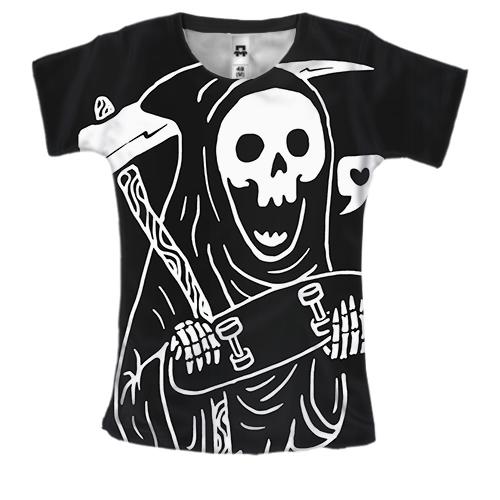 Женская 3D футболка Death loves a skate