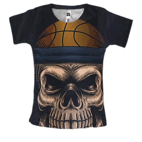 Женская 3D футболка Angry Skull Basketball