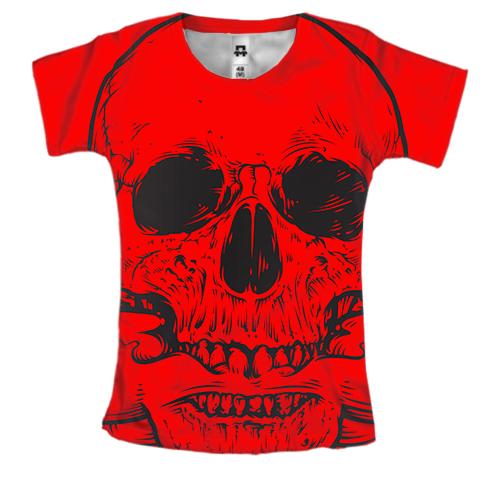 Женская 3D футболка Skull with smoke