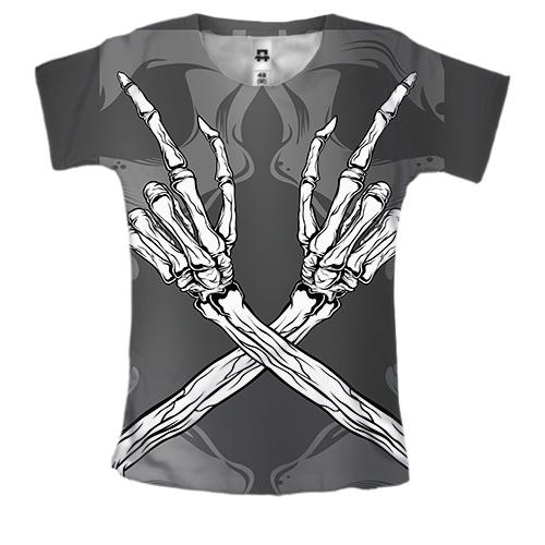Женская 3D футболка Hands of Skeleton