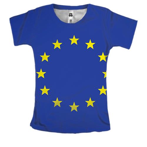 Женская 3D футболка с флагом ЕС