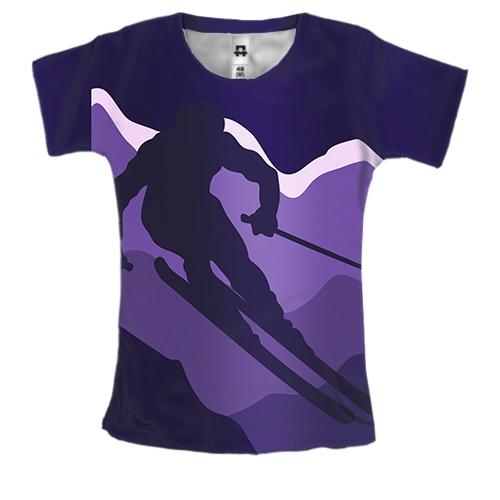 Женская 3D футболка Purpure Skier