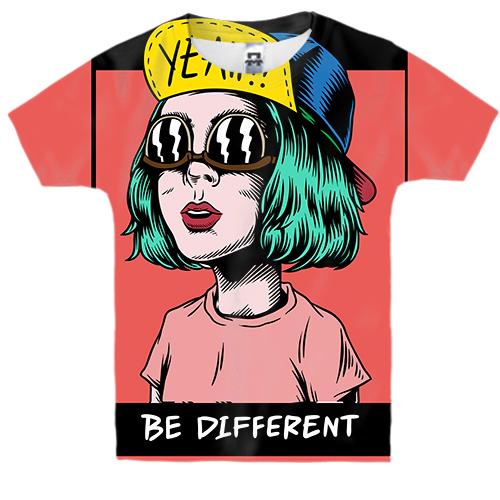 Детская 3D футболка Be different Yeah!!