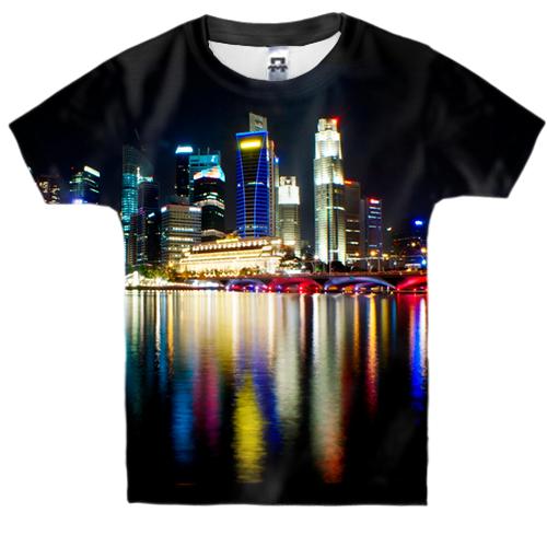Детская 3D футболка с ночным Сингапуром