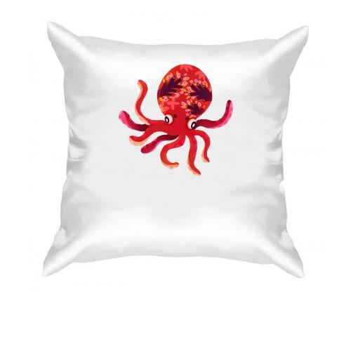Подушка з червоним кальмаром